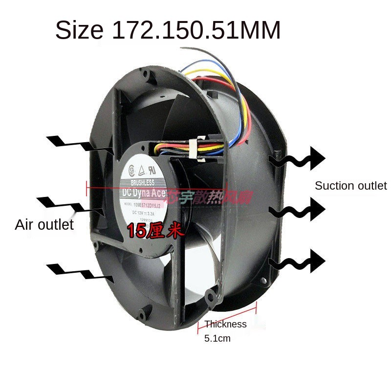 Sanyo 12V 24V 48V 220V Ventilation Cooling Exhaust Fan 17CM Barbecue