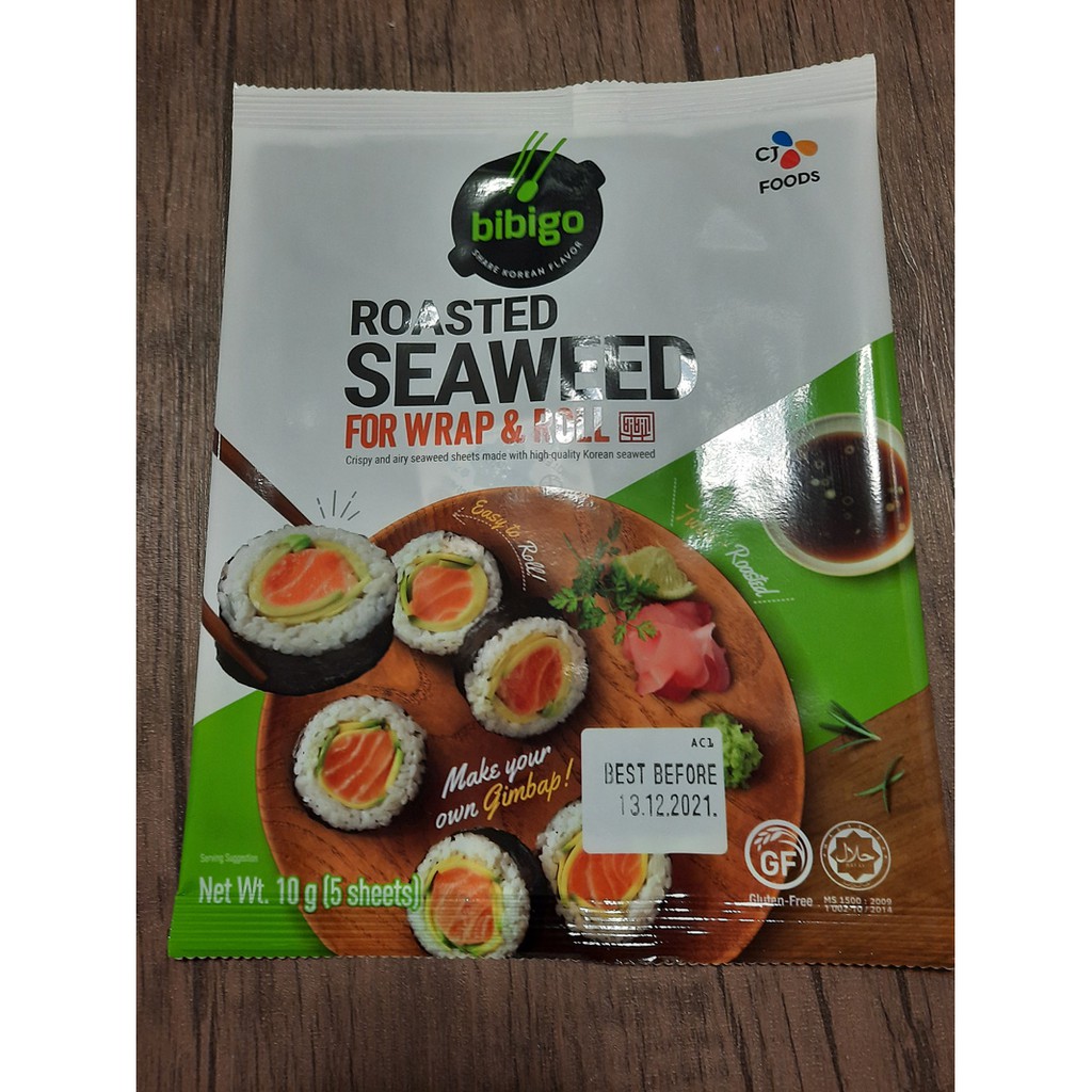 Bibigo Roasted Seaweed for Kimbap/ Kimbab, Sushi.. 5 nori sheets in a