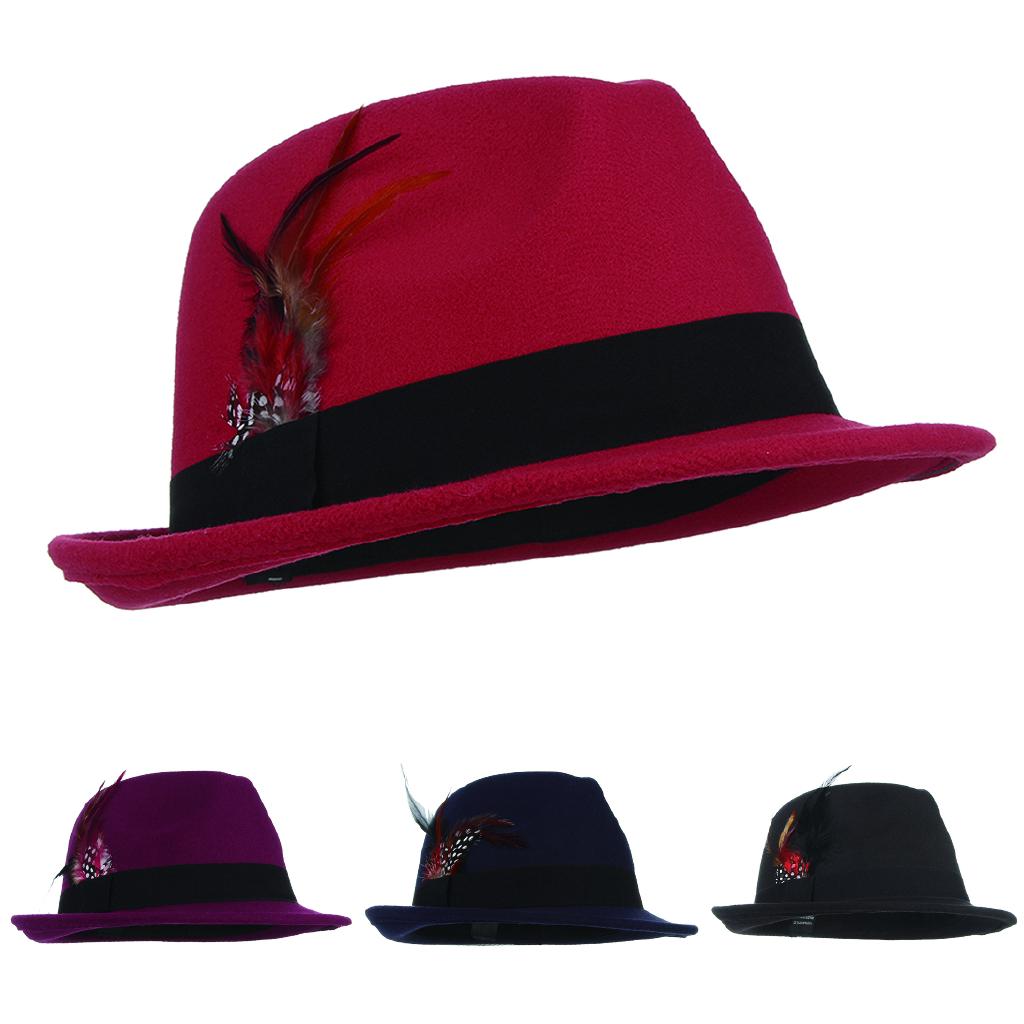 red trilby hat
