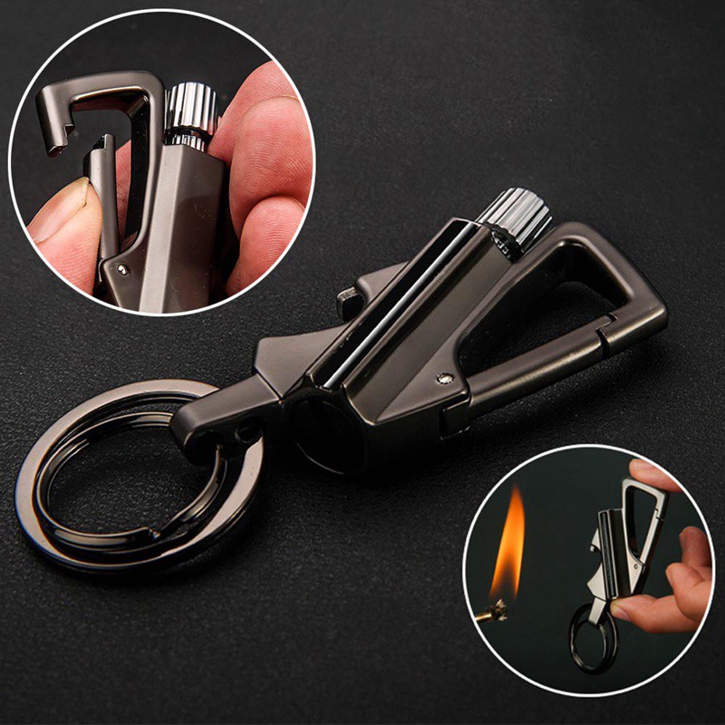 Waterproof Metal Keychain Lighter Bottle Opener Car Key Rings