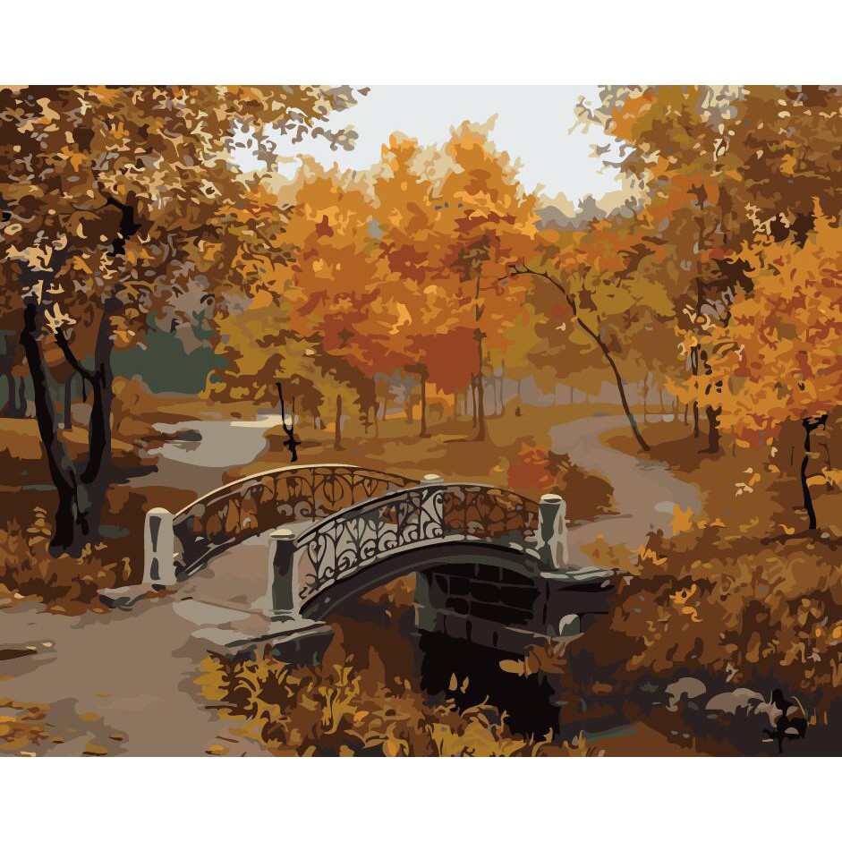 Diy Paint By Numbers Anime 40 50 Late Autumn Autumn Charm Living Room Decoration Painting Exchanging Gifts Beautiful Scenery Bridge Scenery Shopee Philippines