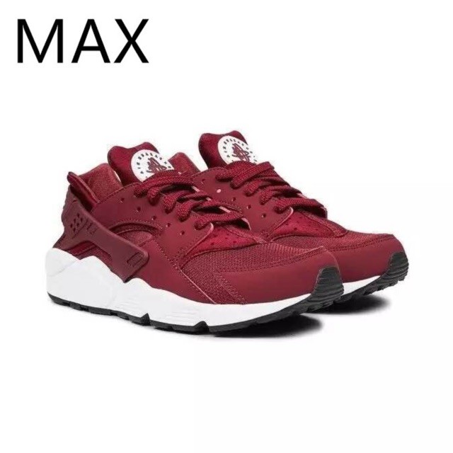 burgundy and white huaraches