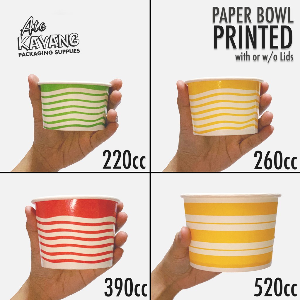 [50pcs] Paper Bowls 220cc, 260cc, 390cc, 520cc Shopee Philippines