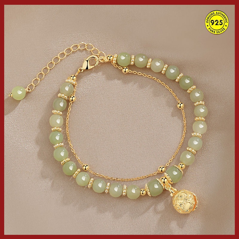 18K Gold Jade Bell Lucky Beads Bracelet for Women Shopee Philippines