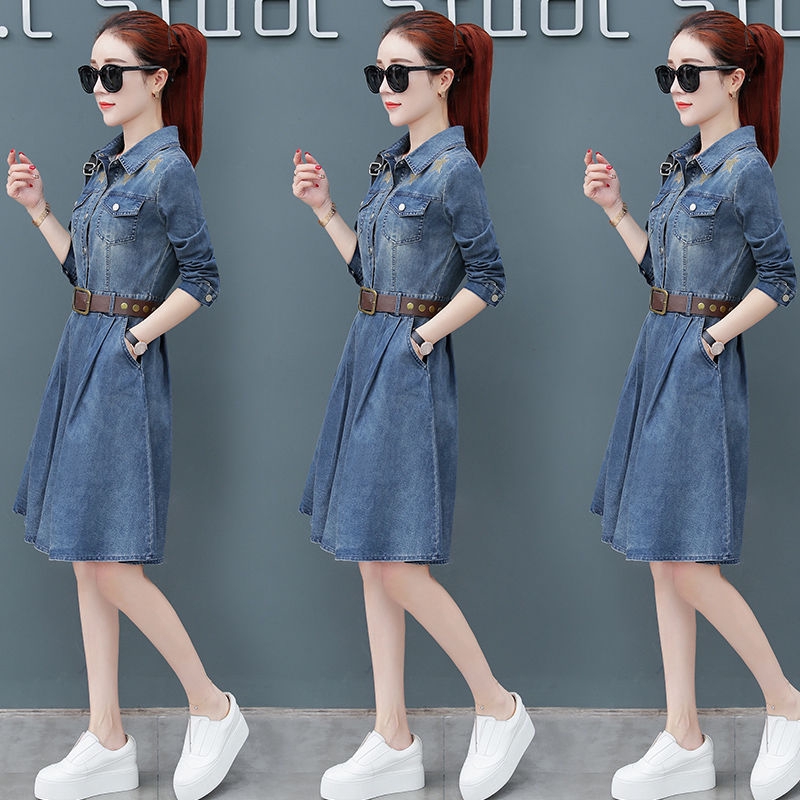 denim skirt and long sleeve