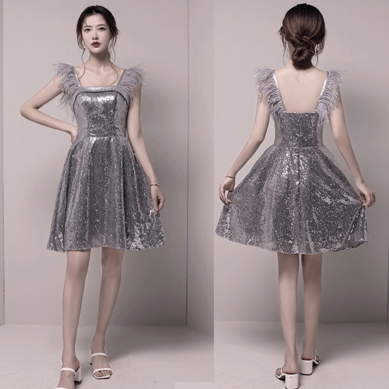 silver gray dress