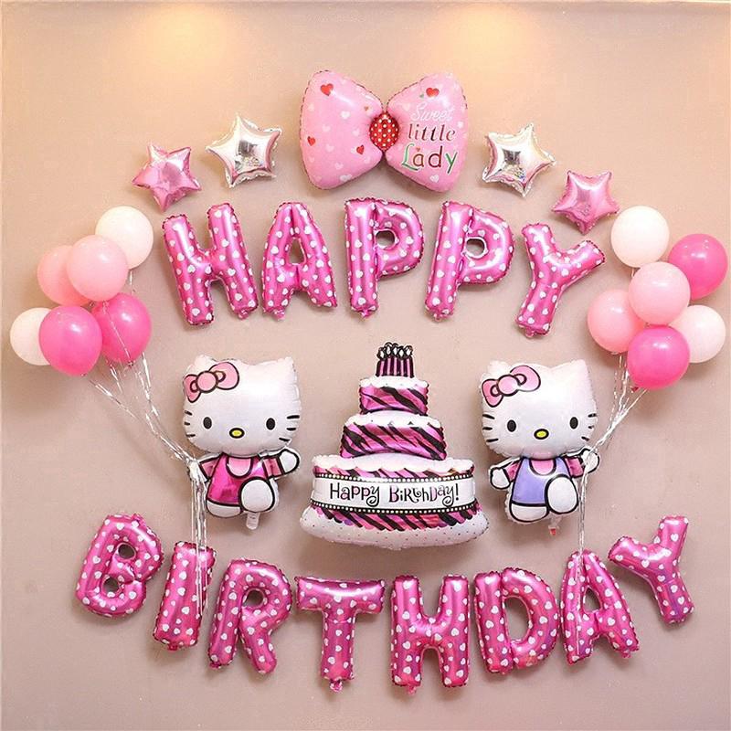 33pcs Hello Kitty Happy Birthday Party Balloons Decoration