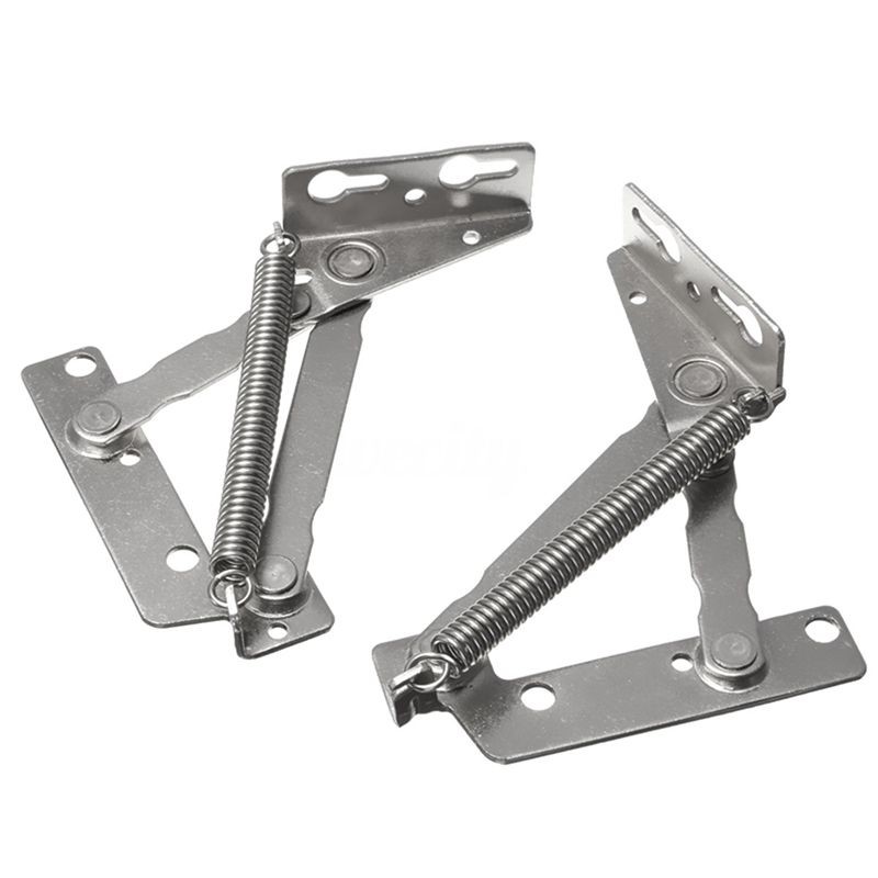 2x 80 Degree Sprung Hinges Cabinet Door Lift Up Stay Flap Top