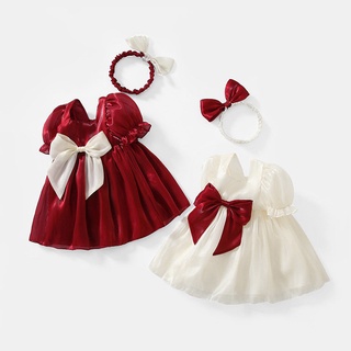 Summer Toddler Girl Dress Petal Sleeve Loose Dress Casual Ruffled Dresses Wedding Party Birthday Tutu Dress Solid Back Bowknot A Line Dresses Children Outfit #4