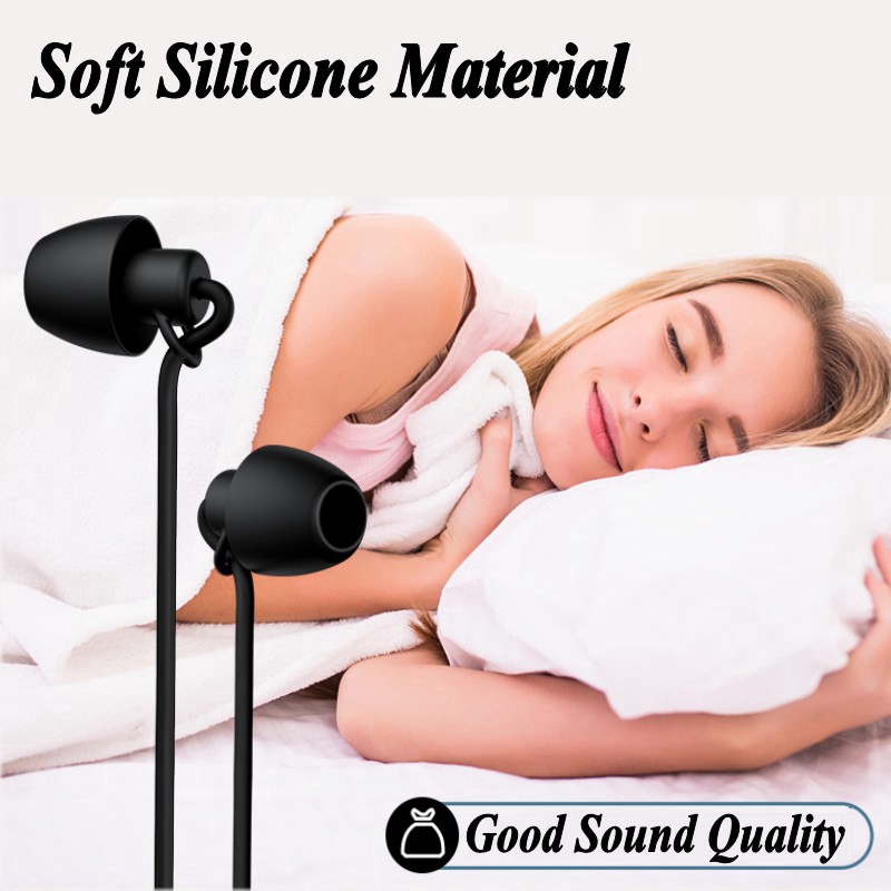 35mm Wired Anti Noise Sleep Earphone Ultra Soft Silicone In Ear Headphones Volume Control 