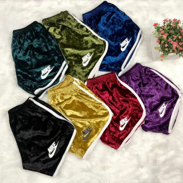 nike velvet shorts and tank top