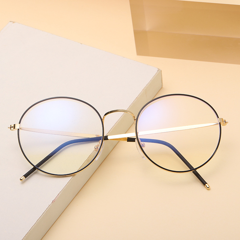 Anti Radiation Glasses Anti Blue Eye Round Glasses With Metal Frame For Men And Women Shopee 0293