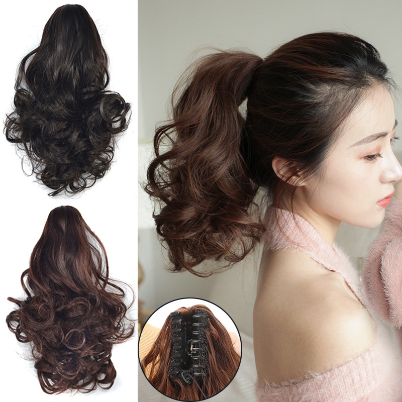 Short Wavy Curly Synthetic Claw Ponytail Tucked In Hair Extensions 10 Inch  Natural Black Brown Blonde Women's Wig | Shopee Philippines