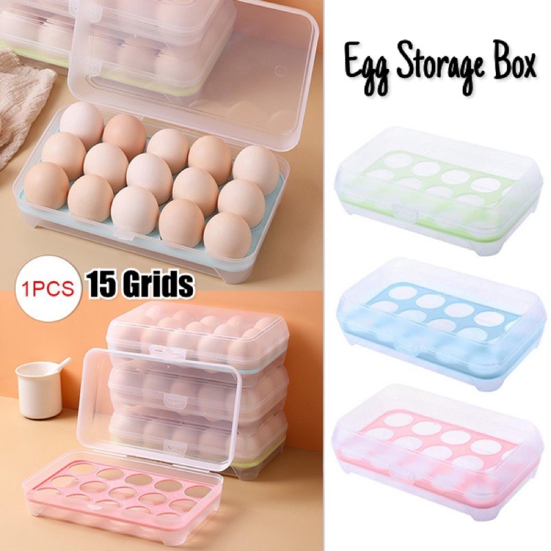 15 Grids Portable Egg Storage Box Egg Fresh Box Refrigerator Tray