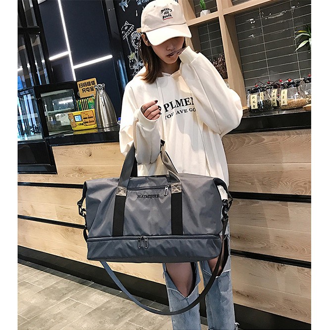 Nylon Gym Bags Lady's Fitness Yoga Bag Handbags Travel Bag Purse Crossbody  Pouch Duffle Bag with Shoe Sport Pack Female Sports