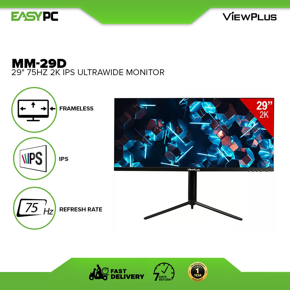 ViewPlus MM29D 29" 75Hz 2K IPS Ultrawide Monitor, Brand New ultrawide