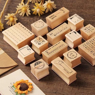 Exquisite wooden seal cute literary small fresh hand account decoration material set