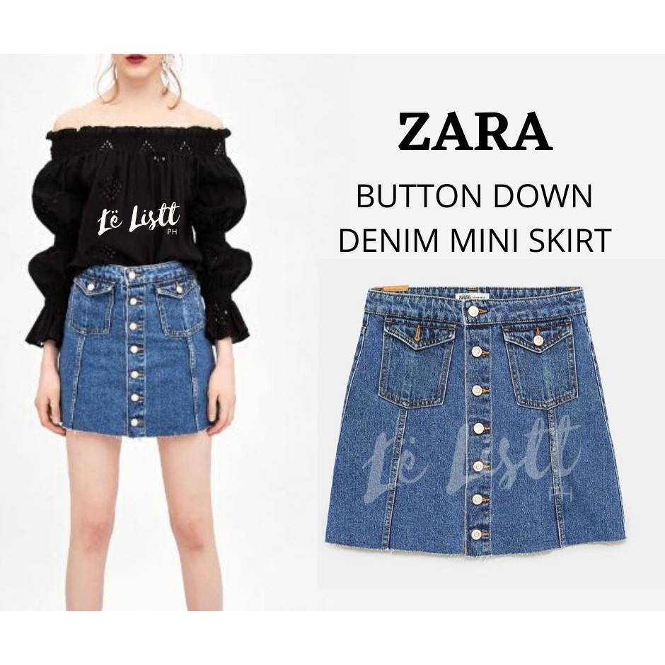 zara button down skirt
