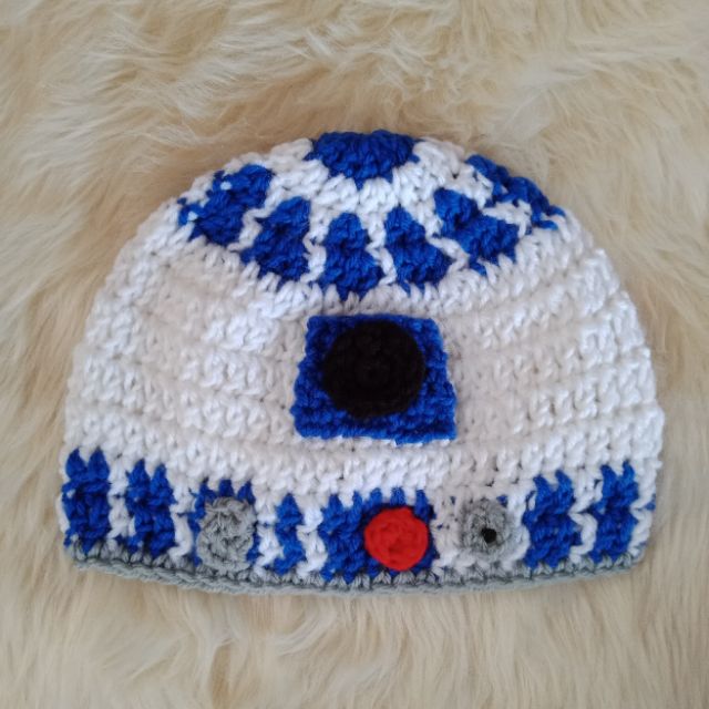 r2d2 crochet hat