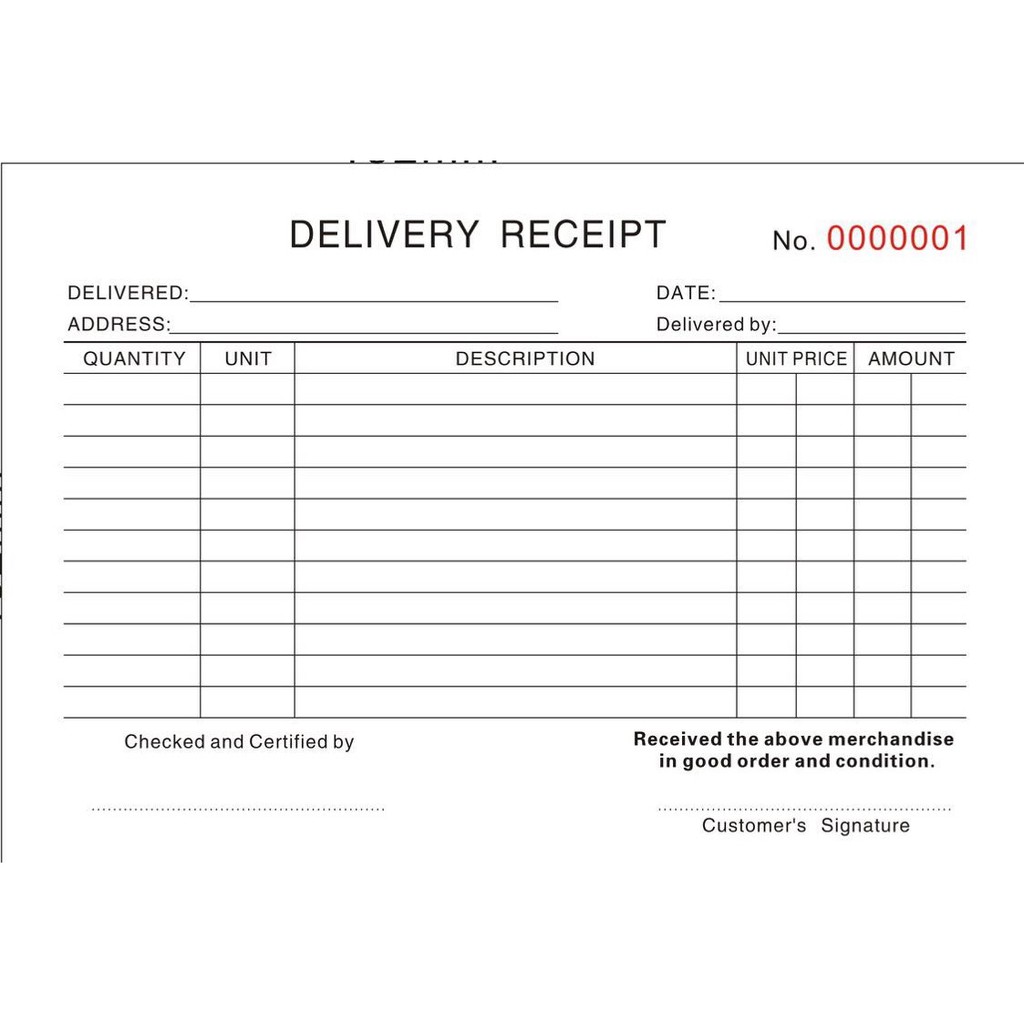 DELIVERY RECEIPT (Horizontal) Shopee Philippines