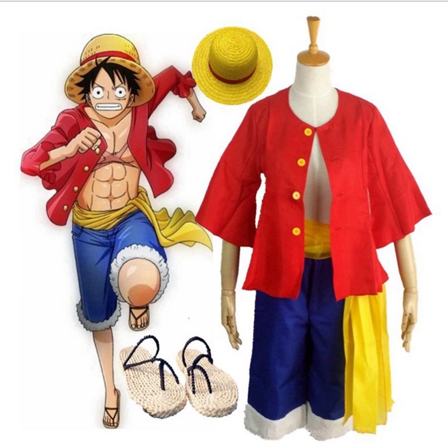 BAnime Monkey D Luffy Cosplay Costume Set Coat Shorts Belt Uniform ...