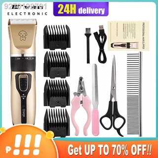 （HOT) 【11 Piece Set】Professional Pet Grooming Kit Pet Hair Trimmer USB Rechargeable Electrical Pet C