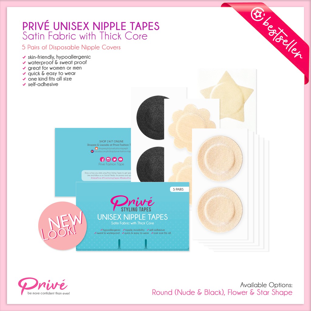PRIVE Unisex Nipple Tape Thick Core Satin Nipple Covers Disposable