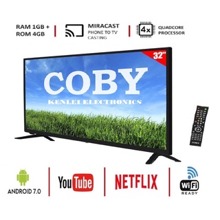 COBY 32” Slim LED TV Black SMART TV / LED TV On Sale 32 Inch FHD MONITOR Flat Screen ANDROID
