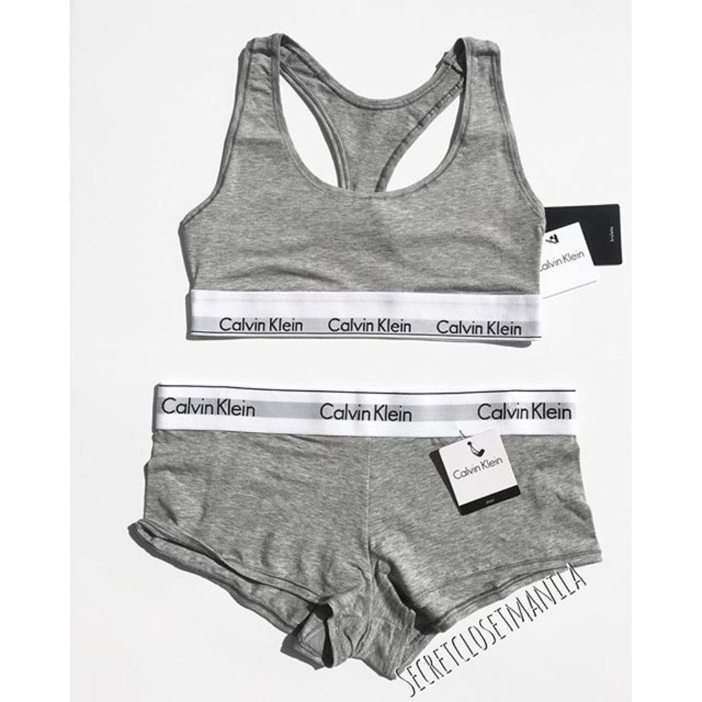 grey calvin klein underwear set