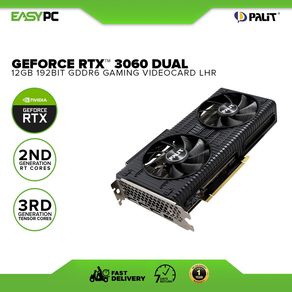 Palit Rtx 3060 Dual NE63060019K9-190AD-V1 12gb 192bit GDdr6 Gaming ...
