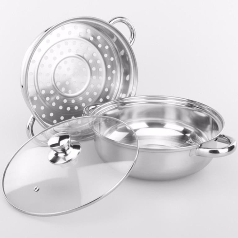 28cm 2-layer Food Steamer, Glass Cover, Can Be Used for Induction Cookers