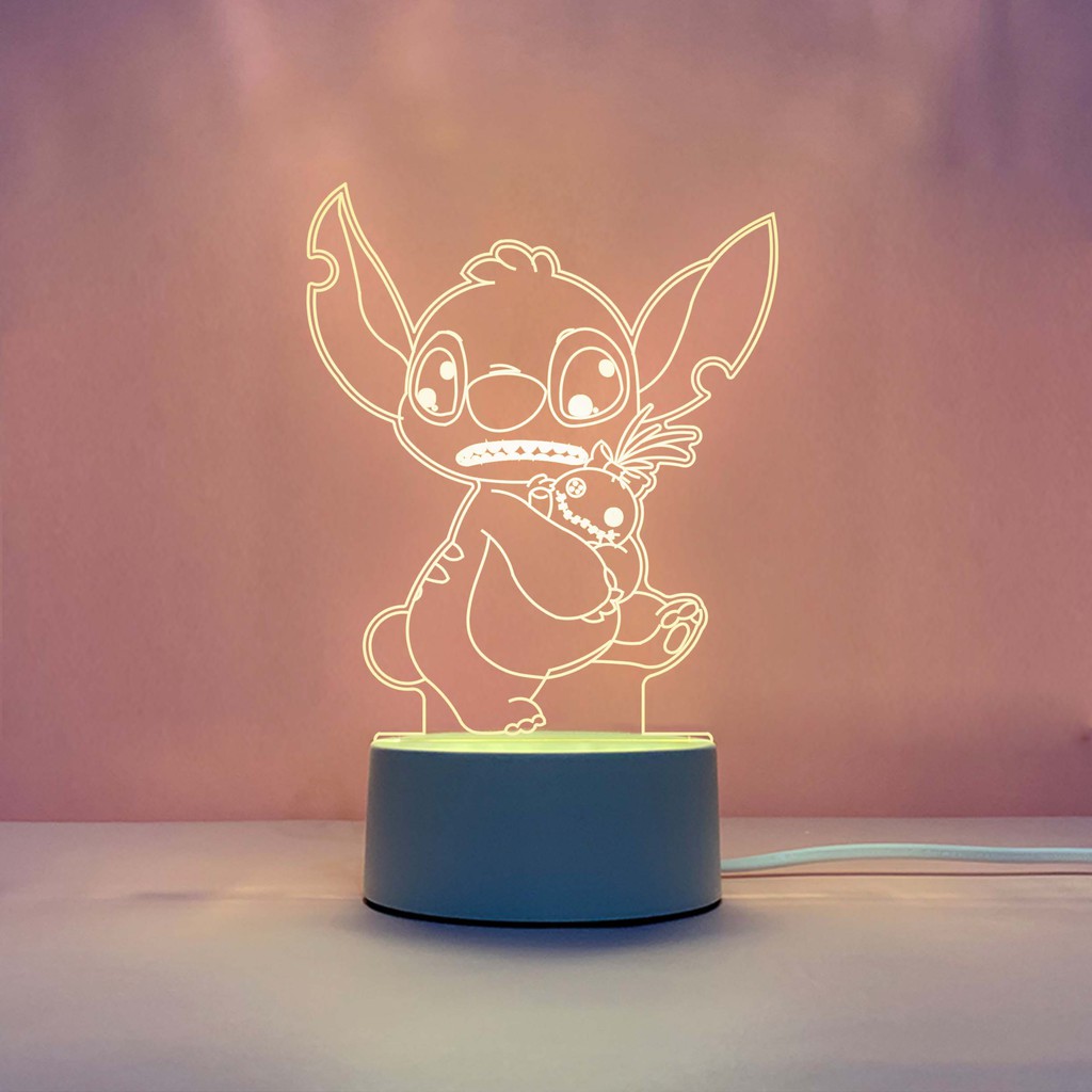 3D Acrylic Night Light Little Stitch Design Optical Illusion Light Desk ...