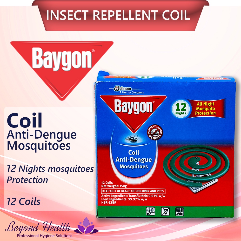 Baygon Insect Repellent Coil AntiDengue Mosquitos [12 Coils (150g