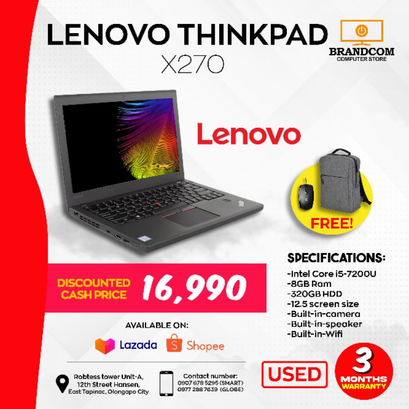 Laptop Lenovo Thinkpad X270 Intel core i5 Shopee Philippines