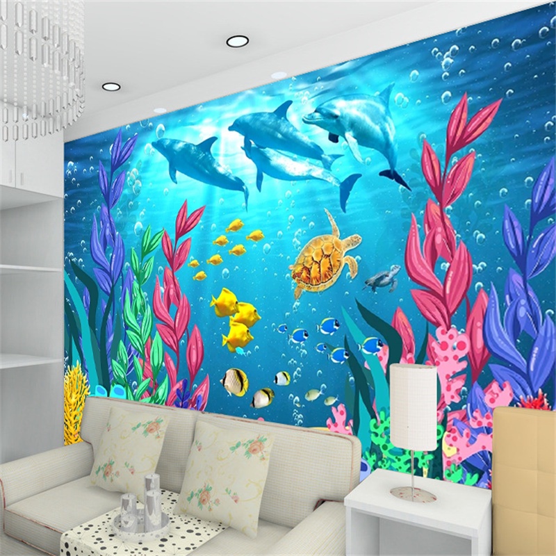 room wall world background paper home mural children tv dolphin