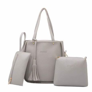 3 in 1 Jingpin Shoulder Bag w/Sling Bag and Pouch Set (Grey) | Shopee ...