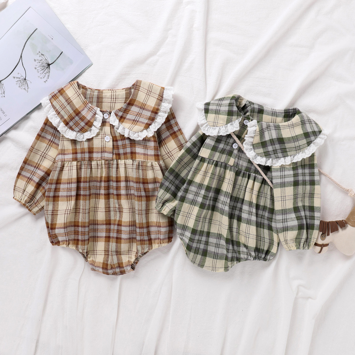 baby plaid romper
