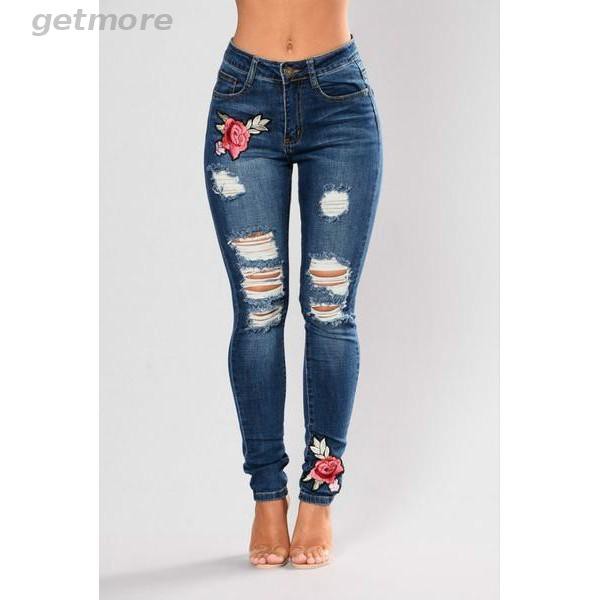 checkered ripped jeans