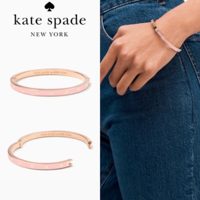 Authentic KATE SPADE Spot the Spade Enamel Hinged Bangle Pink Bracelet |  Shopee Philippines