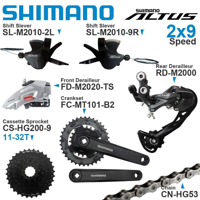 shimano altus 2x9 crankset