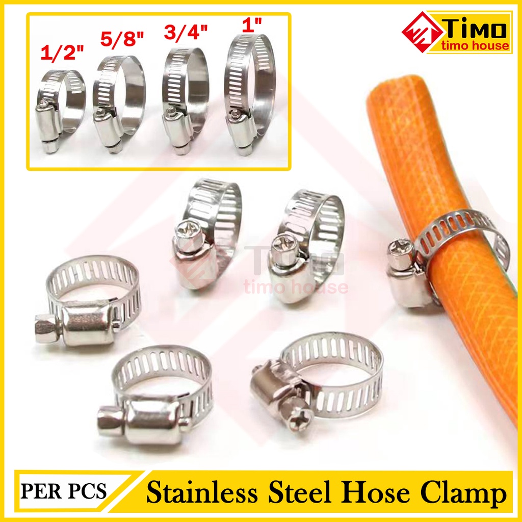 Hose Clamp Stainless Steel Line Pipe Clip Pipe Clamp Tube Fastener 1/2 , 5/8 , 3/4 , 1 inch