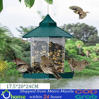 【SOYACAR】Outdoor Bird Feeder Green Pavilion Bird Feeder Waterproof Wild Bird Hanging Feeder