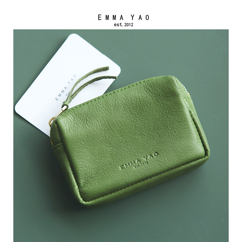 green leather coin purse