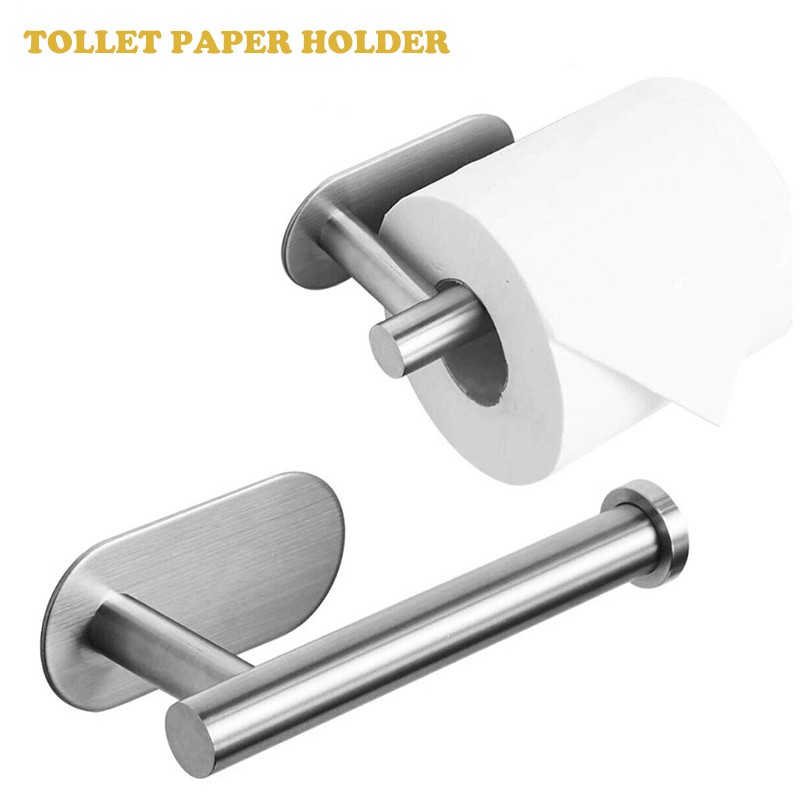 Nail Free Wall Mount Kitchen Bathroom Toilet Roll Paper Holder Tissue Holder Hanging Towel Rack