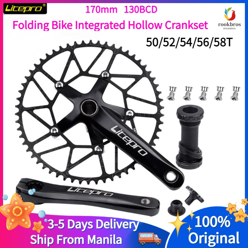 Litepro Folding Bike Crankset 130BCD 170mm Integrated Hollow Crank 50