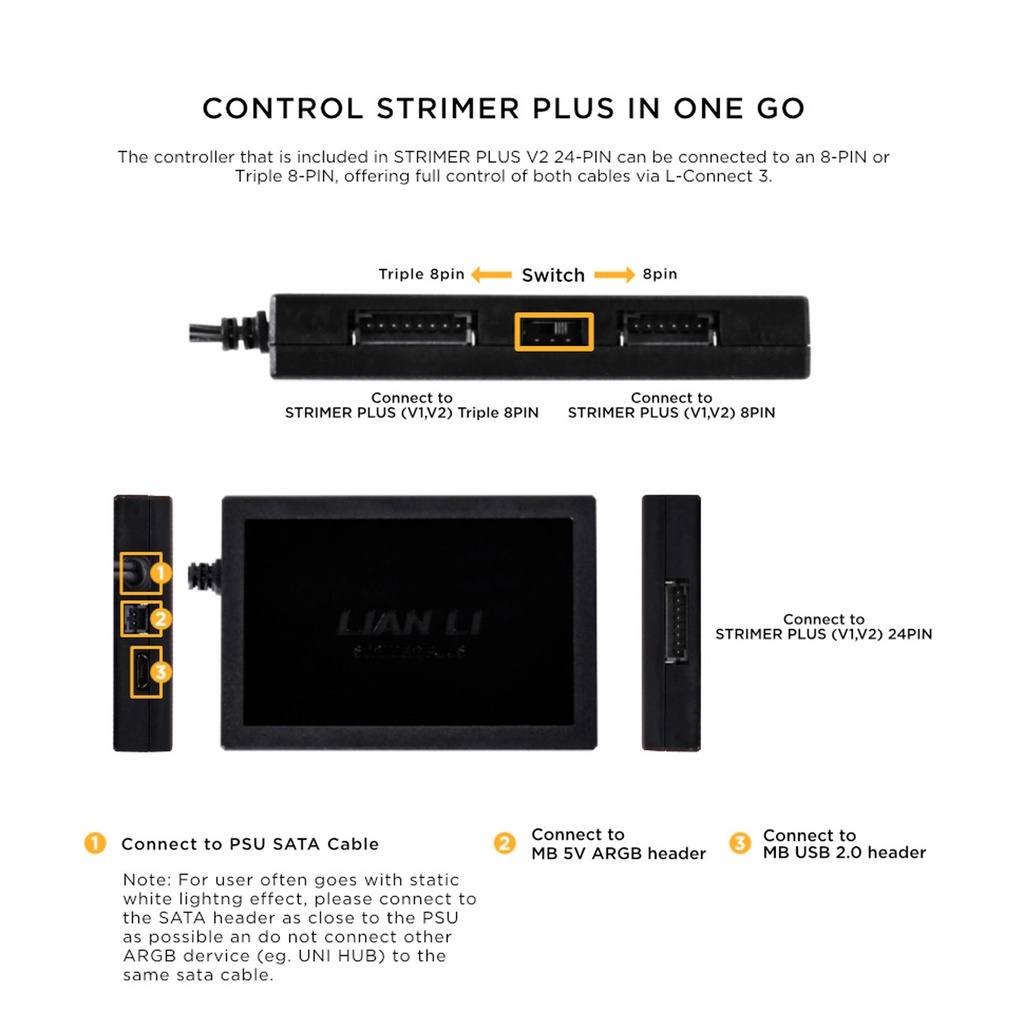 Lian Li Strimer L-Connect 3 Controller ARGB Controller For Li Lian ...