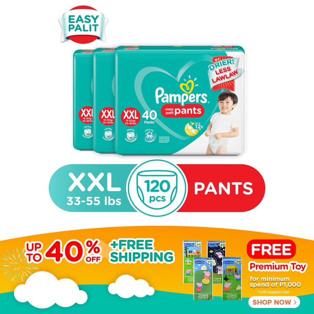 Pampers Baby Dry Diaper Pants XXL 40s x 3 packs Shopee Philippines