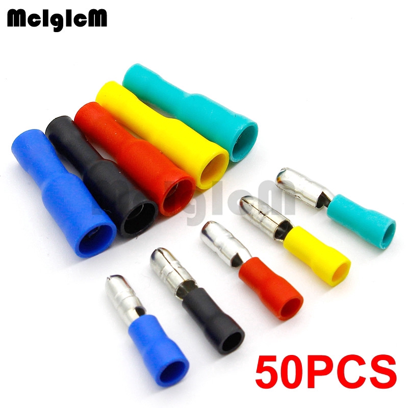 50Pcs Blue Male Female Bullet Connector Insulated Crimp Terminals Wire Cable NEW