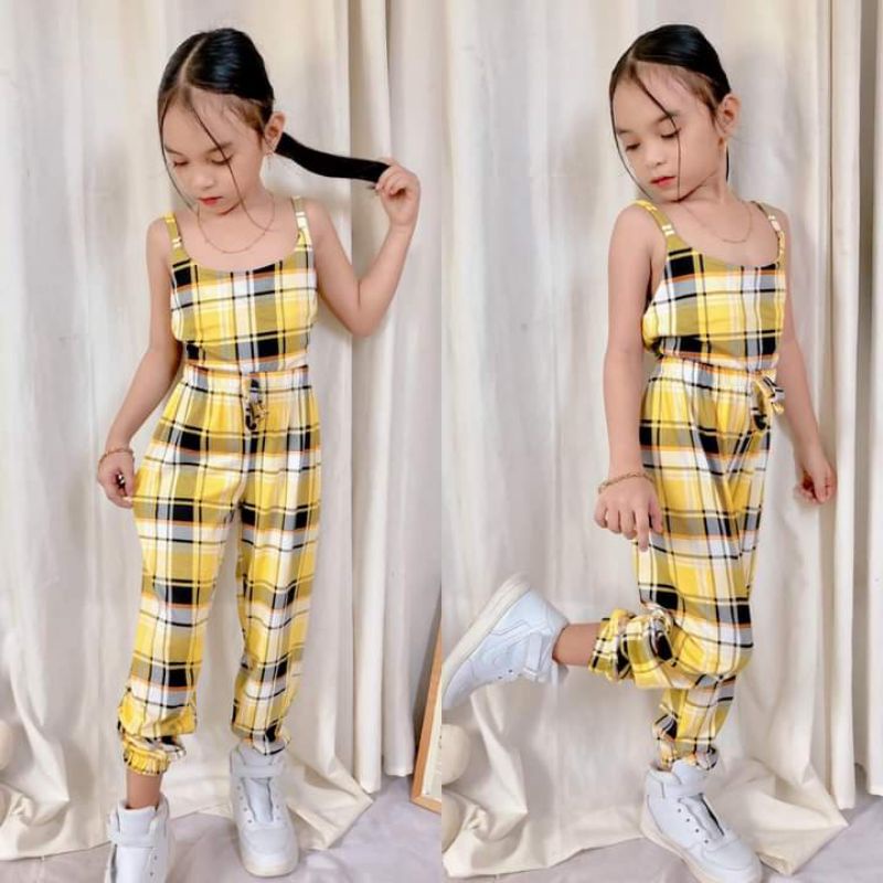bell checkered terno jogger (7-10 y/o) | Shopee Philippines
