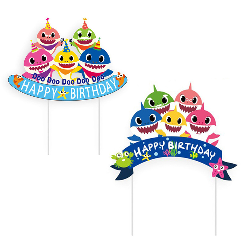 Happy Birthday Baby Shark Cake Topper Baby Shark Party Ocean Themed Birthday Party Decor Shopee Philippines